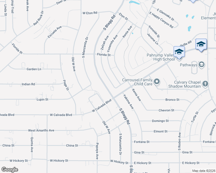 map of restaurants, bars, coffee shops, grocery stores, and more near 2231 South Blagg Road in Pahrump