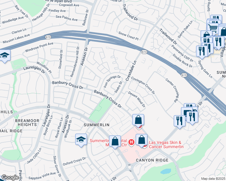 map of restaurants, bars, coffee shops, grocery stores, and more near 10209 Waseca Ave in Las Vegas