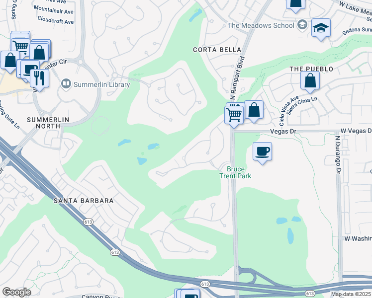 map of restaurants, bars, coffee shops, grocery stores, and more near 1413 Iron Hills Lane in Las Vegas