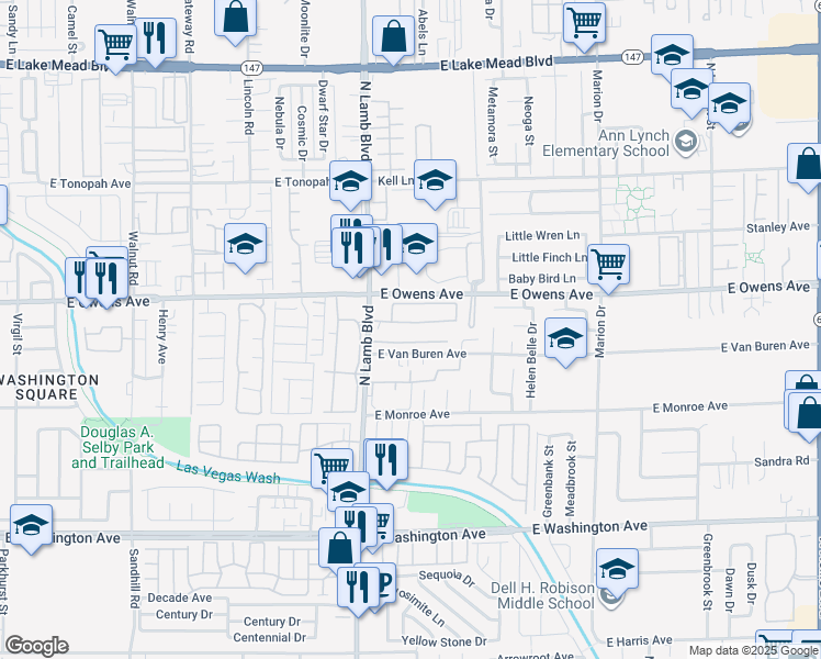 map of restaurants, bars, coffee shops, grocery stores, and more near 9 Bon Rea Circle in Las Vegas