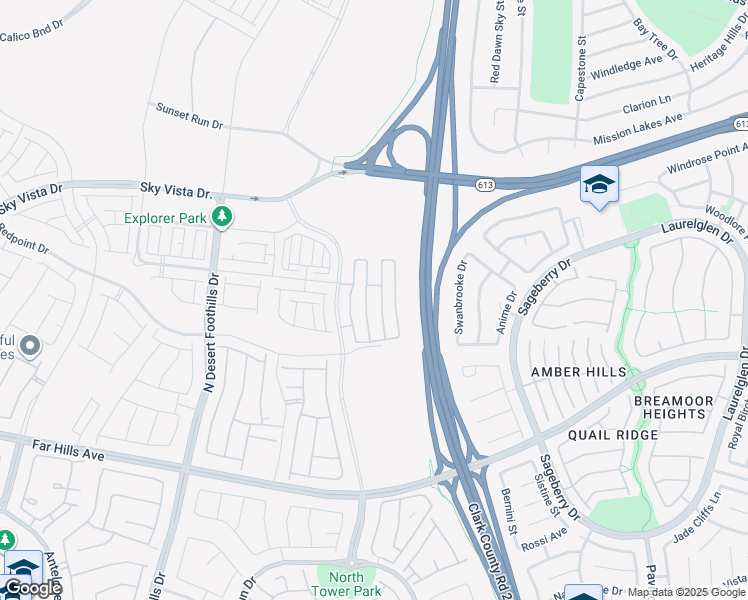 map of restaurants, bars, coffee shops, grocery stores, and more near I-215 West Beltway Trail in Las Vegas