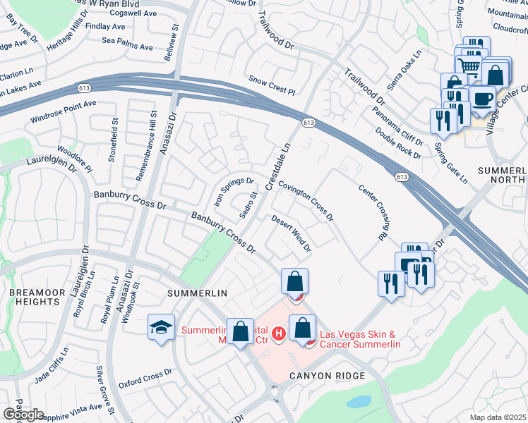 map of restaurants, bars, coffee shops, grocery stores, and more near 1321 Alderton Lane in Las Vegas