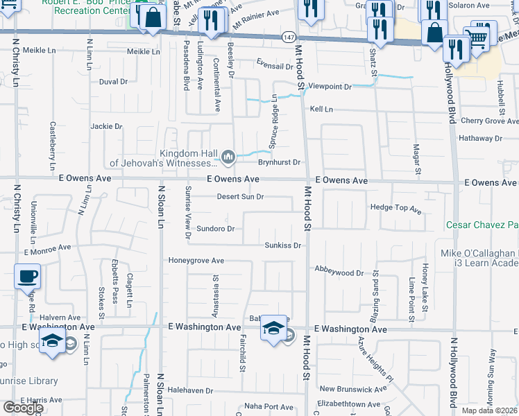 map of restaurants, bars, coffee shops, grocery stores, and more near 6182 Morning Splendor Way in Las Vegas