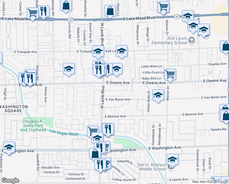 map of restaurants, bars, coffee shops, grocery stores, and more near 9 Bon Rea Circle in Las Vegas