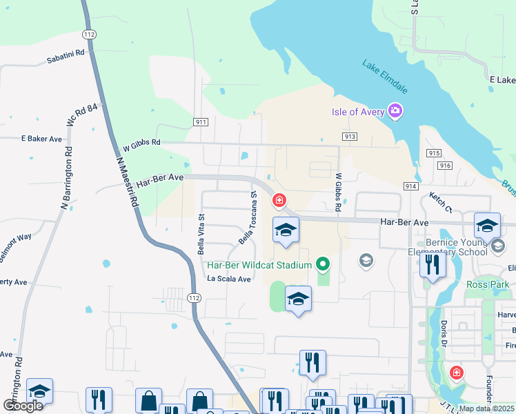 map of restaurants, bars, coffee shops, grocery stores, and more near 251 Bella Toscana Street in Springdale