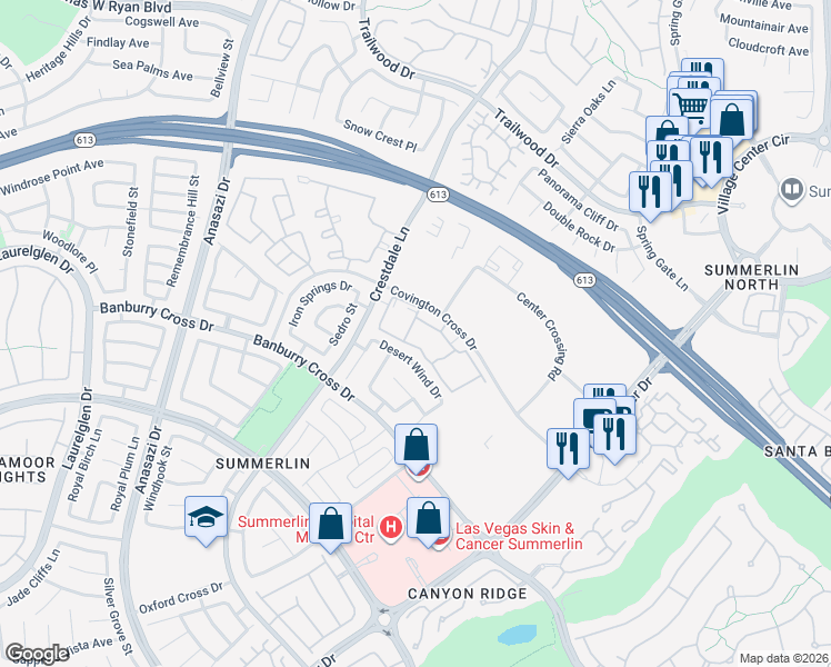 map of restaurants, bars, coffee shops, grocery stores, and more near 1501 Cardinal Peak Lane in Las Vegas