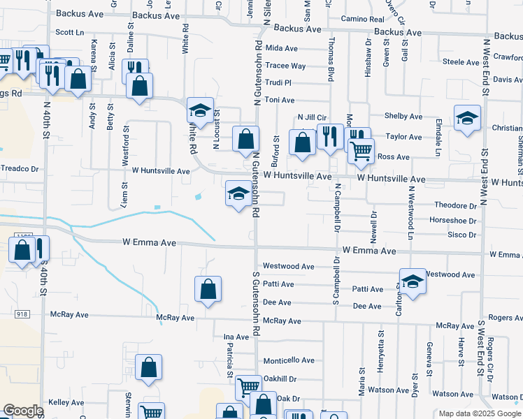 map of restaurants, bars, coffee shops, grocery stores, and more near 2722 McMillan Drive in Springdale