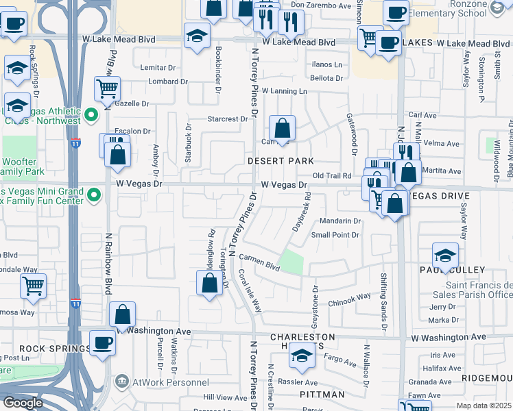 map of restaurants, bars, coffee shops, grocery stores, and more near 1508 North Canyon Rose Way in Las Vegas