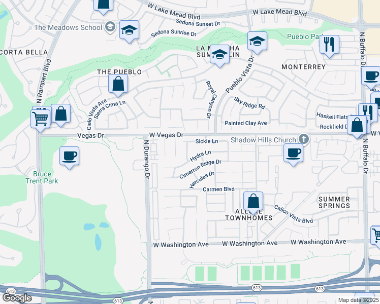 map of restaurants, bars, coffee shops, grocery stores, and more near 1420 Spice Sky Drive in Las Vegas