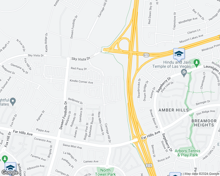 map of restaurants, bars, coffee shops, grocery stores, and more near 600 North Carriage Hill Drive in Las Vegas