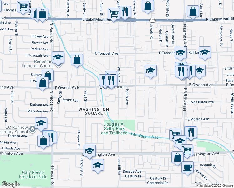 map of restaurants, bars, coffee shops, grocery stores, and more near 3979 East Owens Avenue in Las Vegas