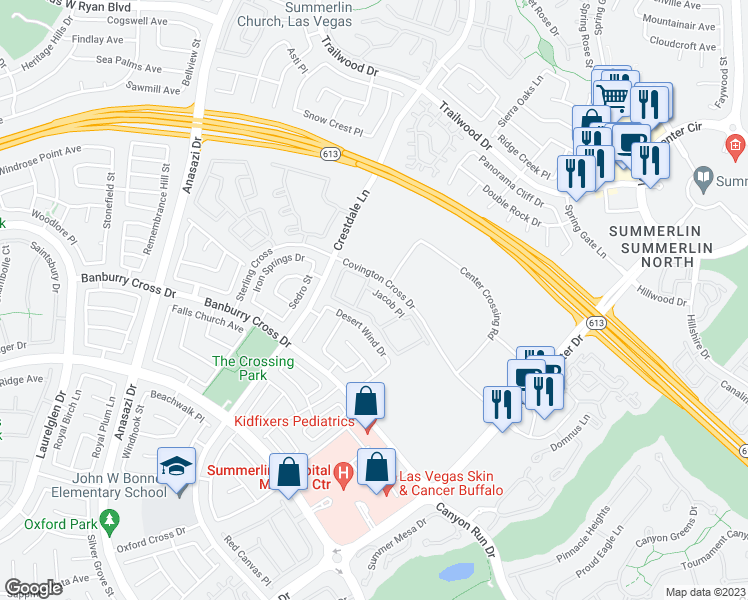 map of restaurants, bars, coffee shops, grocery stores, and more near 10108 Jacob Place in Las Vegas