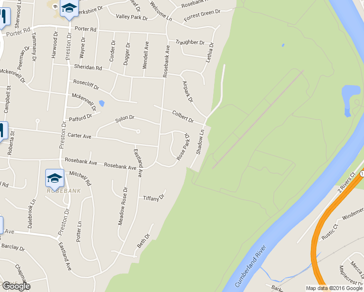 map of restaurants, bars, coffee shops, grocery stores, and more near 834 Rose Park Drive in Nashville