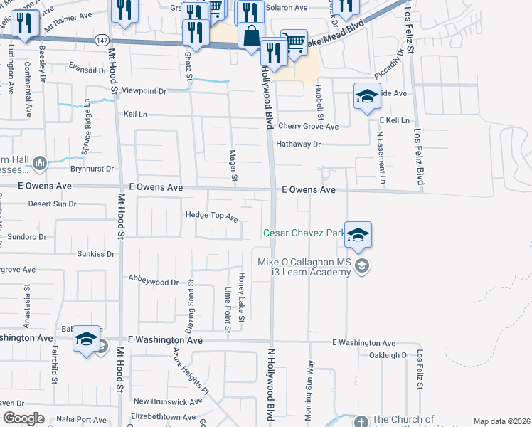 map of restaurants, bars, coffee shops, grocery stores, and more near 1522 Midnight Cowboy Court in Las Vegas