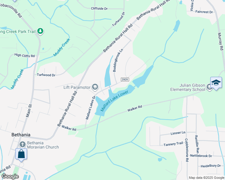 map of restaurants, bars, coffee shops, grocery stores, and more near 1960 Mallard Lakes Drive in Winston-Salem
