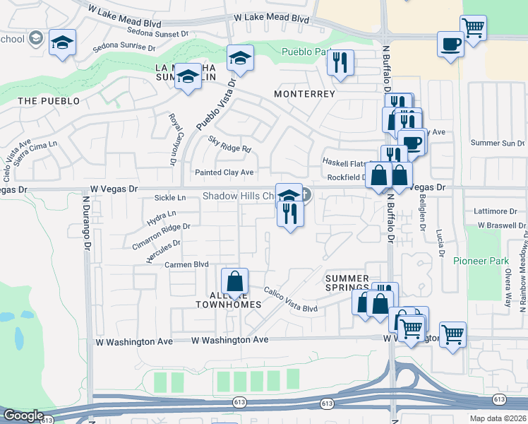 map of restaurants, bars, coffee shops, grocery stores, and more near 7940 Decker Canyon Drive in Las Vegas