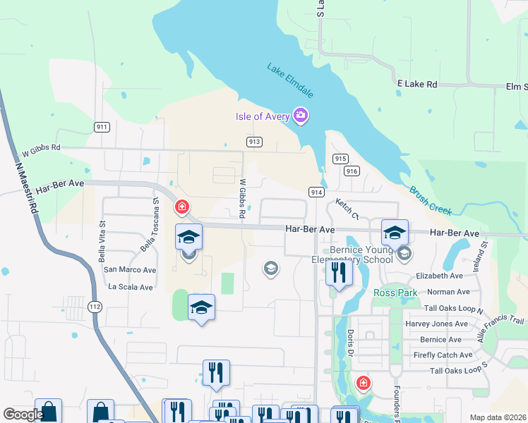 map of restaurants, bars, coffee shops, grocery stores, and more near 436 Brandons Loop in Springdale
