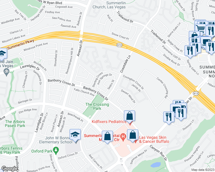 map of restaurants, bars, coffee shops, grocery stores, and more near 10204 Waseca Avenue in Las Vegas