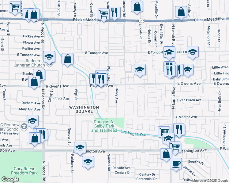 map of restaurants, bars, coffee shops, grocery stores, and more near 3979 East Owens Avenue in Las Vegas