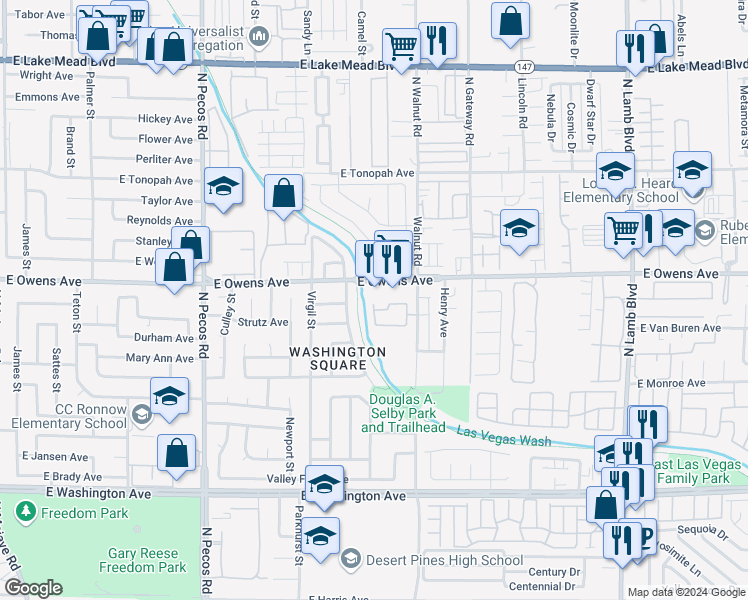 map of restaurants, bars, coffee shops, grocery stores, and more near 3952 Danny Melamed Avenue in Las Vegas
