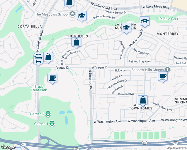 map of restaurants, bars, coffee shops, grocery stores, and more near 8426 Elkington Ave in Las Vegas