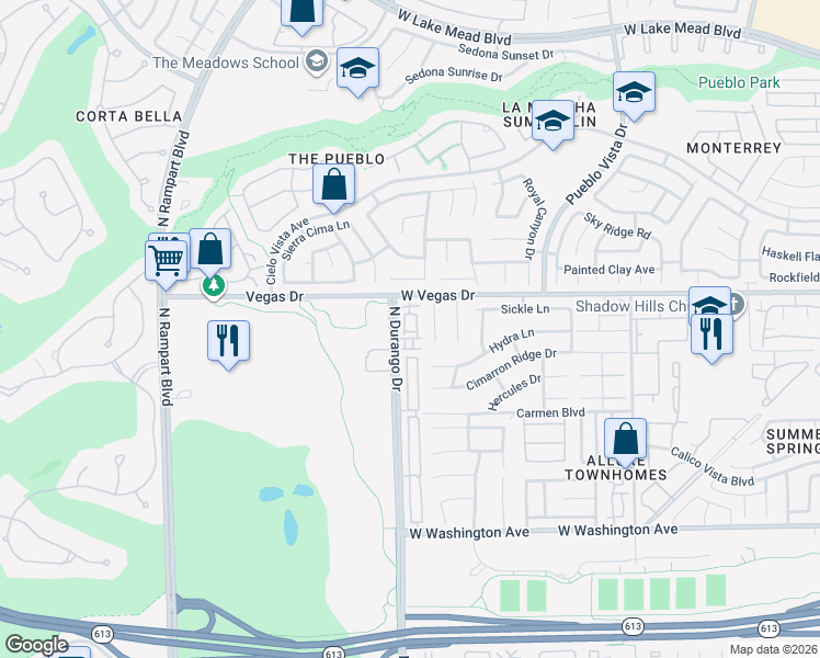 map of restaurants, bars, coffee shops, grocery stores, and more near 8426 Elkington Avenue in Las Vegas