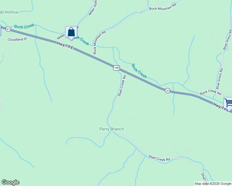 map of restaurants, bars, coffee shops, grocery stores, and more near 158 Shell Creek Rd in Roan Mountain