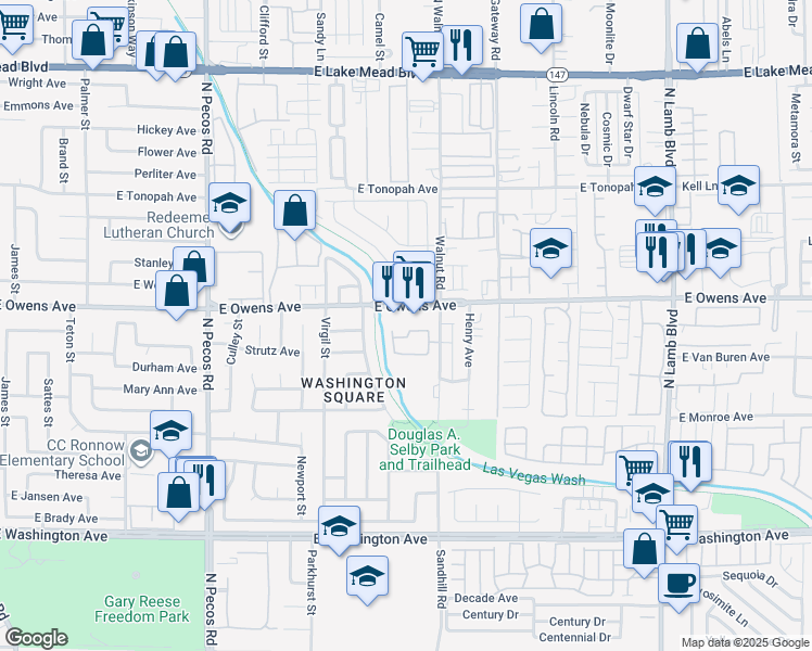 map of restaurants, bars, coffee shops, grocery stores, and more near 3956 Danny Melamed in Las Vegas