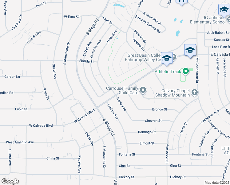 map of restaurants, bars, coffee shops, grocery stores, and more near 2 East Calvada Boulevard in Pahrump