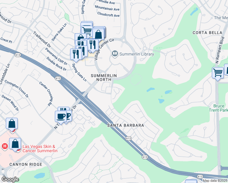 map of restaurants, bars, coffee shops, grocery stores, and more near 9425 San Laguna in Las Vegas