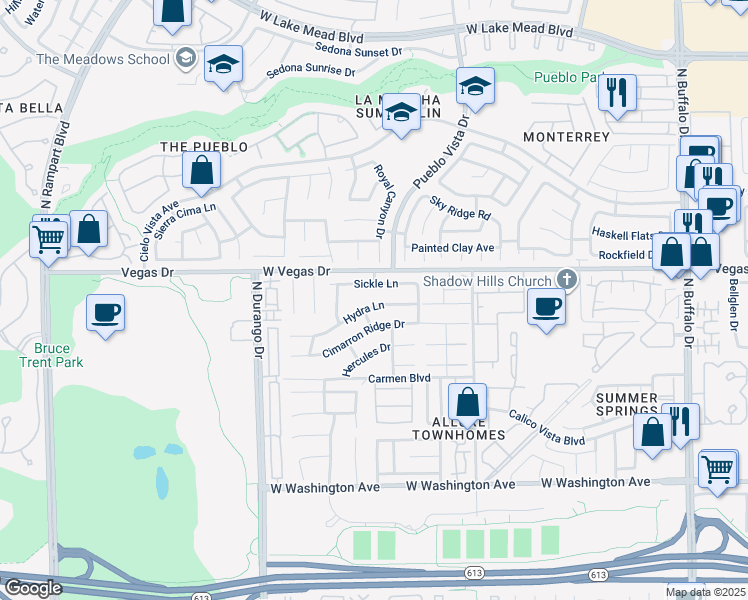 map of restaurants, bars, coffee shops, grocery stores, and more near 8148 Hydra Lane in Las Vegas