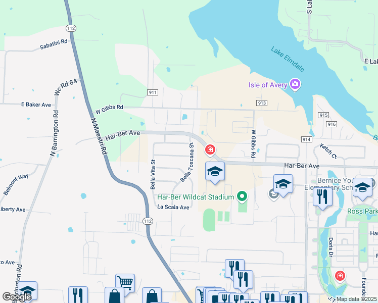 map of restaurants, bars, coffee shops, grocery stores, and more near 251 Bella Toscana Street in Springdale
