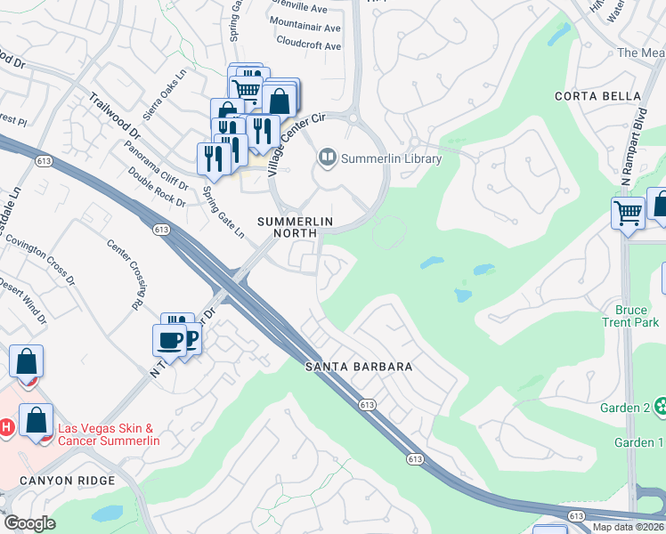 map of restaurants, bars, coffee shops, grocery stores, and more near 9425 San Laguna in Las Vegas