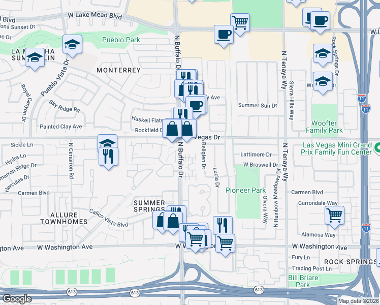 map of restaurants, bars, coffee shops, grocery stores, and more near 1456 Morro Creek Street in Las Vegas