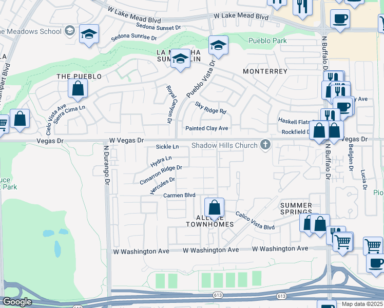 map of restaurants, bars, coffee shops, grocery stores, and more near 8056 Celestial Avenue in Las Vegas