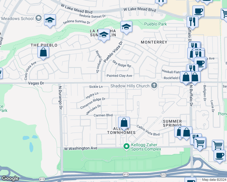 map of restaurants, bars, coffee shops, grocery stores, and more near 8044 Celestial Avenue in Las Vegas