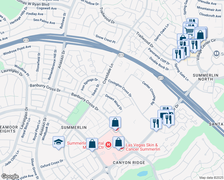 map of restaurants, bars, coffee shops, grocery stores, and more near 1501 Cardinal Peak Lane in Las Vegas