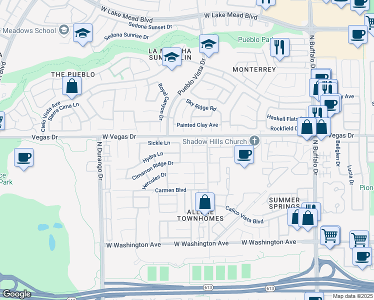 map of restaurants, bars, coffee shops, grocery stores, and more near 8044 Celestial Avenue in Las Vegas
