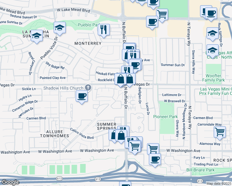 map of restaurants, bars, coffee shops, grocery stores, and more near 1504 Truett Street in Las Vegas