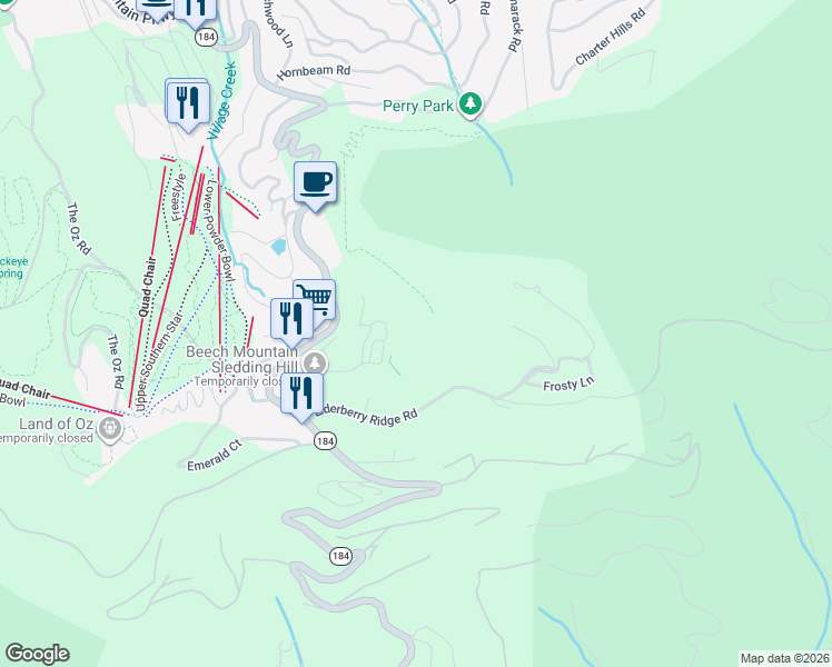 map of restaurants, bars, coffee shops, grocery stores, and more near 301 Pinnacle Inn Road in Beech Mountain