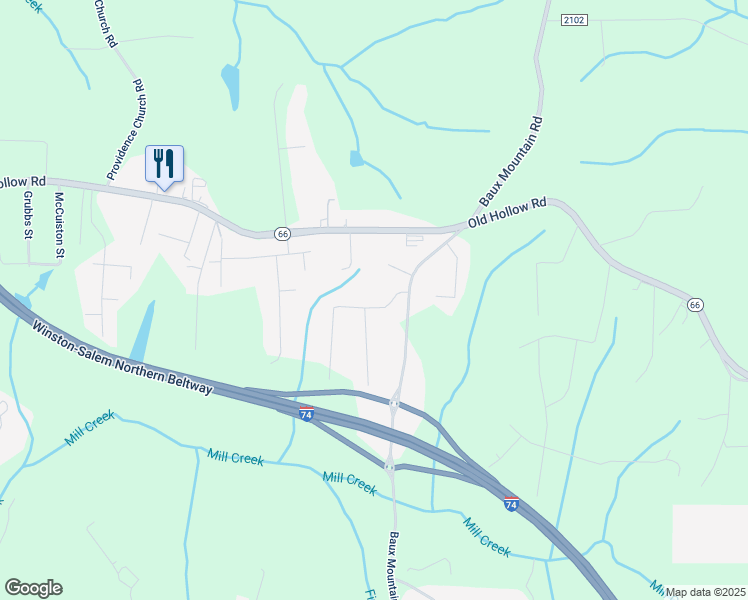 map of restaurants, bars, coffee shops, grocery stores, and more near 1295 Dolphin Drive in Winston-Salem