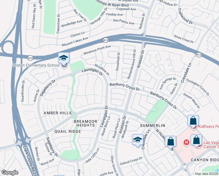 map of restaurants, bars, coffee shops, grocery stores, and more near 1413 Woodmore Drive in Las Vegas