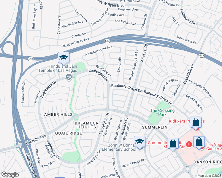 map of restaurants, bars, coffee shops, grocery stores, and more near 1413 Woodmore Drive in Las Vegas
