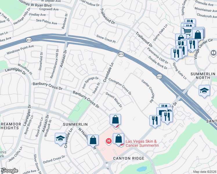 map of restaurants, bars, coffee shops, grocery stores, and more near 1510 Ruby Cliffs Lane in Las Vegas