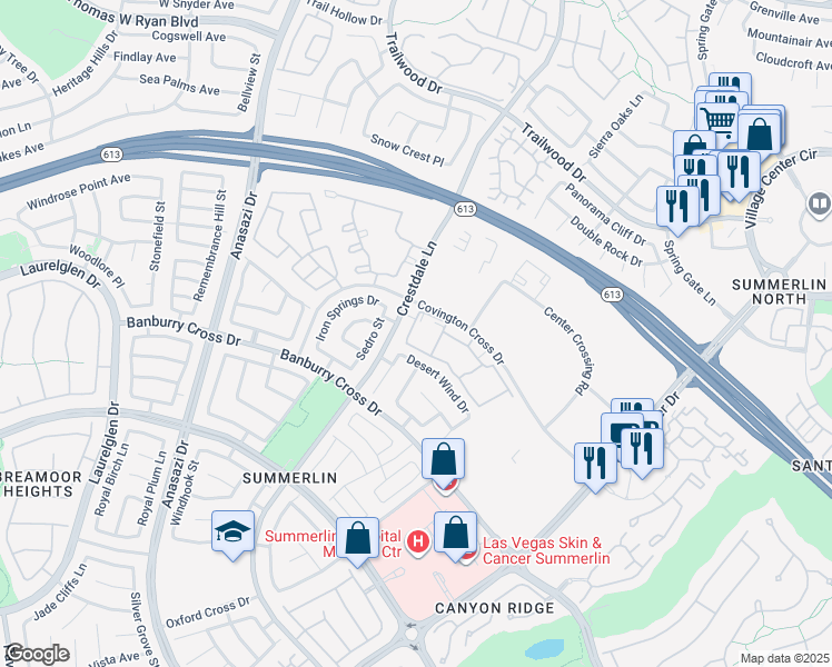 map of restaurants, bars, coffee shops, grocery stores, and more near 1501 Cardinal Peak Lane in Las Vegas