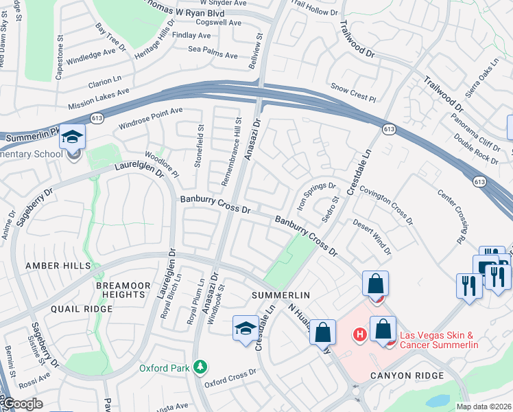 map of restaurants, bars, coffee shops, grocery stores, and more near 10412 Falls Church Avenue in Las Vegas