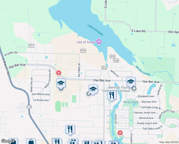 map of restaurants, bars, coffee shops, grocery stores, and more near 436 Brandons Loop in Springdale