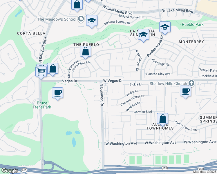 map of restaurants, bars, coffee shops, grocery stores, and more near 1512 Couples Street in Las Vegas
