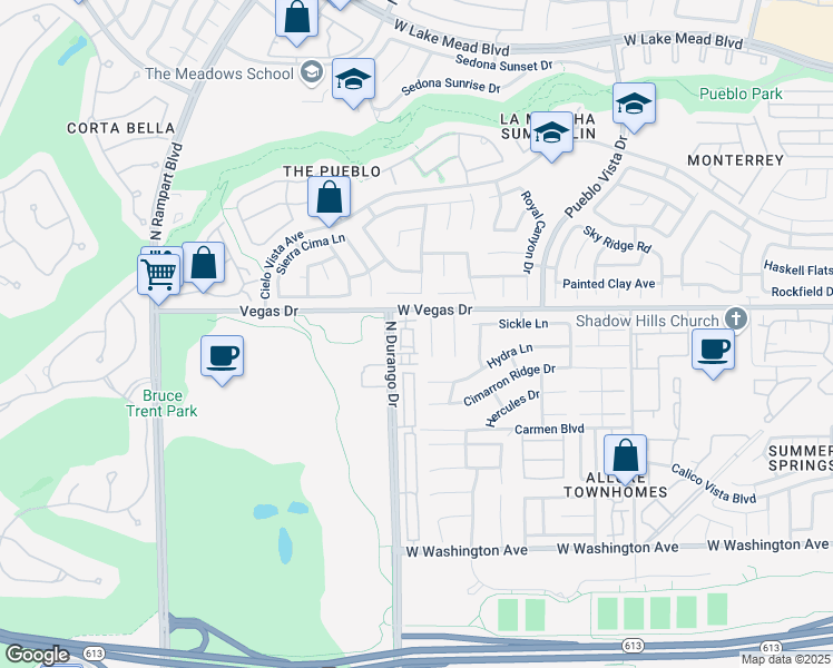 map of restaurants, bars, coffee shops, grocery stores, and more near 1512 Couples Street in Las Vegas