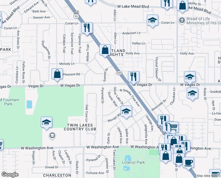 map of restaurants, bars, coffee shops, grocery stores, and more near in Henderson